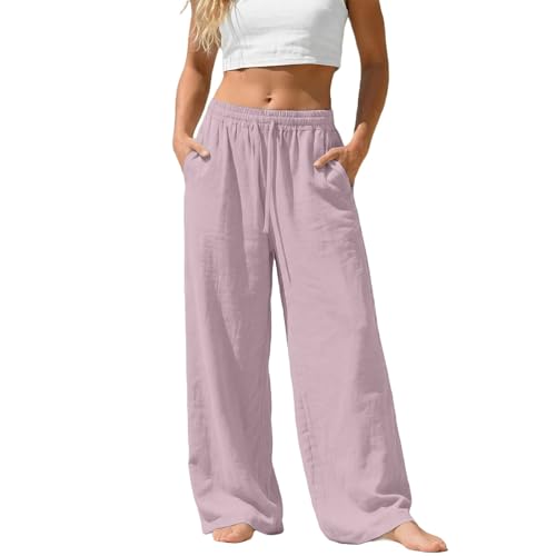 Pantalon en lin grande taille respirant et ultra léger pour l'été