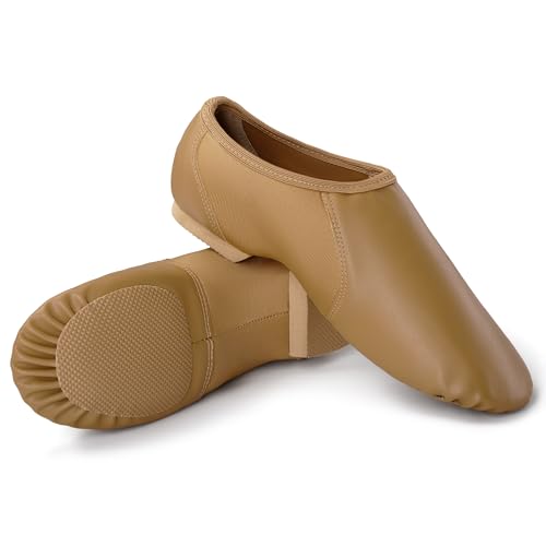 Unisex Jazz Shoe PU Leather Upper Women and Men's Slip-on Circle Elastic Dance Shoes4