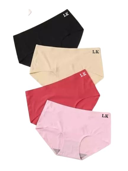 Image of No-Show Women's Panties:Women's (Multicolor) Seamless Hipster Ice Silk Panty Mid-Waist Laser Cut Underwear Seamless Panties