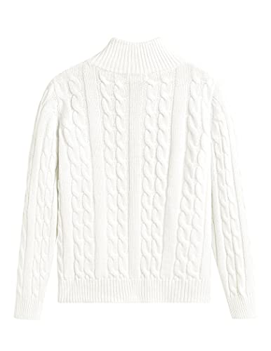 Boyoo Boy's Cardigan Sweater Full Zip Cable Knit Uniform Sweater Jacket With Pockets For 4-12 Years White #TOP1