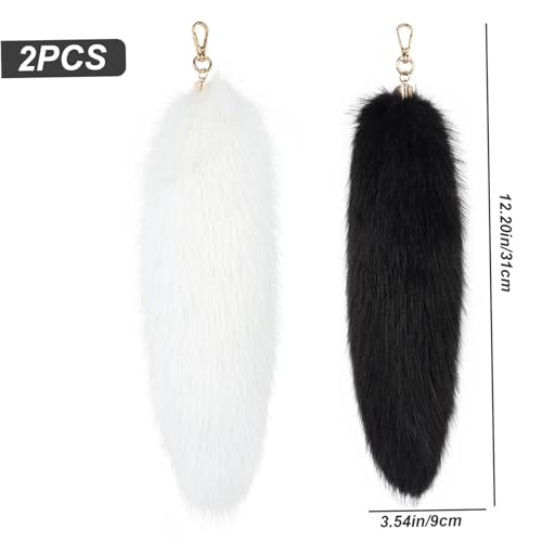 Queue de Renard Moelleuse Fausse Fourrure pour Décorer un Sac à Main