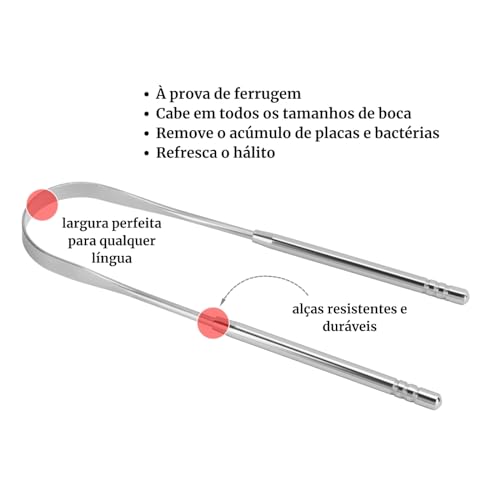 Luhcom Limpador Raspador de Língua Tipo U Higienizador Bucal de Aço Inox Grau Cirúrgico Com Embalage