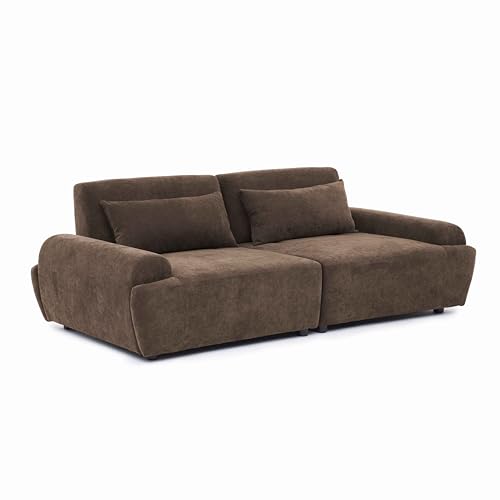Oviala Canapé modulable en Tissu 2 Places Dossier Ajustable 218 cm Chocolat - Callisto