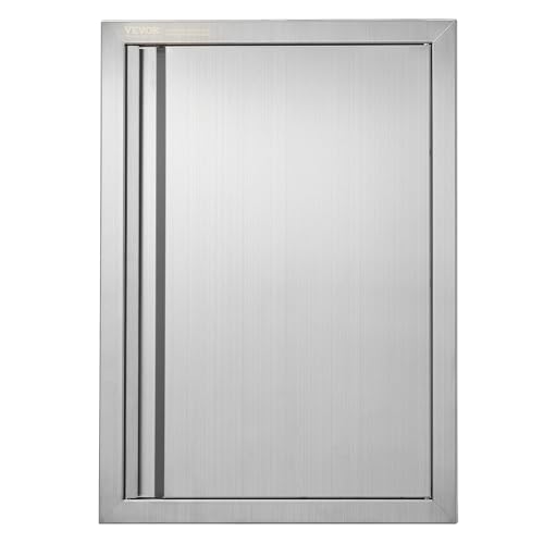 Comparison: Best Material For Outdoor Kitchen Cabinets 10 VEVOR BBQ Access Door, 17W x 24H Inch Single Outdoor Kitchen, Stainless Steel Flush Mount, Wall Vertical With Recessed Handle, for BBQ Island, Grilling Station, Outside Cabinet