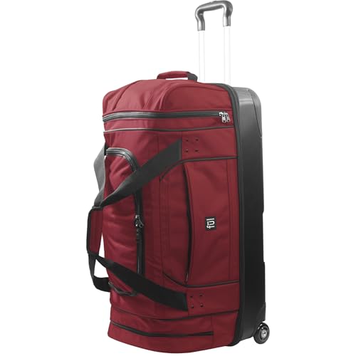 FUL Workhorse 30-Inch Rolling Duffel Bag, Split-Level Travel Luggage with Hardshell Base and Wheels, Navy