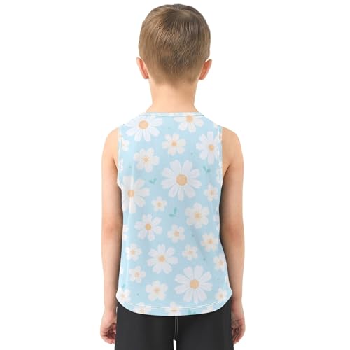 JUNZAN Blue Daisies Tank Tops for Children Sleeveless Kids Vest Volleyball Shirts for Biking Surfing Vacation Swim Party 3T3