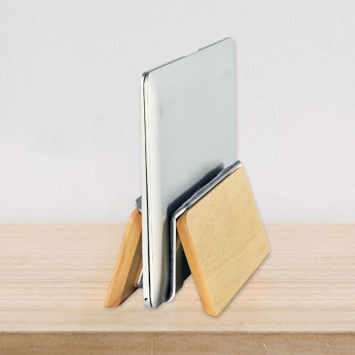 Support vertical ordinateur portable bois massif base tablette et ventilation - 5