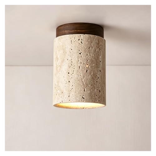 Lámpara de techo de travertino y madera de nogal para un comedor elegante