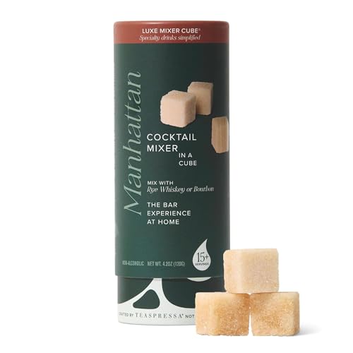LUXE Mixology Manhattan Cocktail Mixer Cubes - Craft Cocktail Mixer for Manhattan Cocktails - Just Mix with Bourbon or Whiskey - All Natural - Makes 30 Cocktails - Great Gift Idea