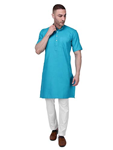 Image of Rajubhai Hargovindas Men's Premium Cotton Half Sleeve Solid Kurta