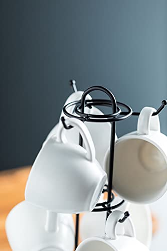 Yhosseun Espresso Cups And Saucers With Metal Stand, Porcelain Demitasse Cups Set For Espresso, Latte, Cafe Mocha, Cappuccino And Tea, 3 Ounce, Set Of 6, White #TOP3