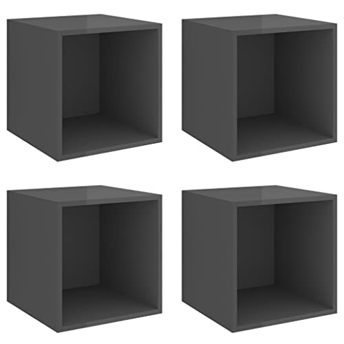 Estantería de pared modular con estantes de madera flotantes gris brillante de 37 cm 3
