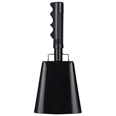 Steel Cow Bell with Handle, Noise Maker Cowbell, Cheering Loud Hand Call Bell for Sport Events Football Soccer Hockey Baseball Basketball Games Party Concert Graduations School Wedding Farm Ranch 10’’ Cover