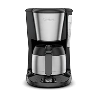 Moulinex Subito, Cafetière filtre programmable avec verseuse isotherme, Capacité de 0,9 L, 12 tasses, Noir et Inox, FT5S2DE0