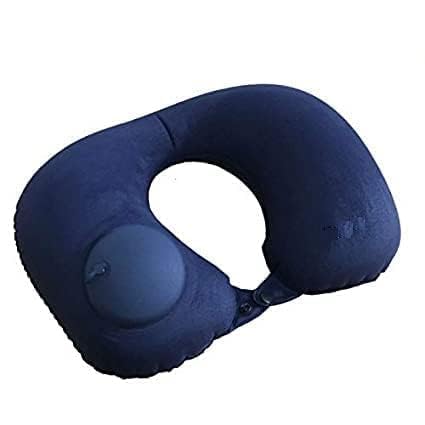 Portible Full Comfort Portable Push Button Inflatable U-Shaped Neck Pillow | Soft Fabric Travel Pillow for Airplane, Car, Office, Home | Automatic Air Cushion Head & Neck Support (Blue)-image-40
