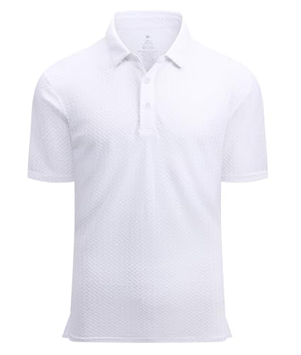 Alex Vando Mens Bubble Jacquard Polo Shirt Super Stretch Short Sleeve Polo Shirts for Men