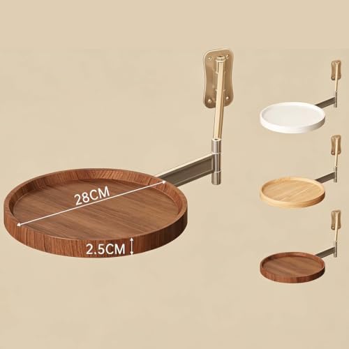 Bureau Flottant Rond avec Table Pliante Murale Orientable 720° - 3