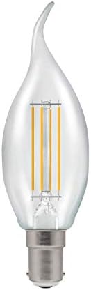 Crompton B15 LED Bent-Tip Filament Candle Bulbs 5 Watts Dimmable 470LM / 40W Incandescent Equivalent C35 Small Bayonet (SBC-B15d) Candle Light Bulbs Warm White 2700K