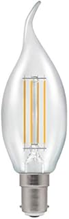 Crompton B15 LED Bent-Tip Filament Candle Bulbs 5 Watts Dimmable 470LM / 40W Incandescent Equivalent C35 Small Bayonet (SBC-B15d) Candle Light Bulbs Warm White 2700K