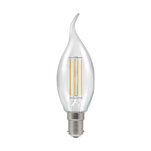 Crompton B15 LED Bent-Tip Filament Candle Bulbs 5 Watts Dimmable 470LM / 40W Incandescent Equivalent C35 Small Bayonet (SBC-B15d) Candle Light Bulbs Warm White 2700K