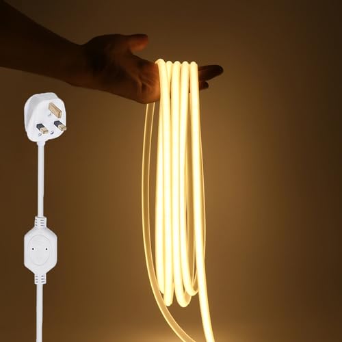 Wisada 220V COB LED Neon Light, 1M Warm White 288 LEDs/M High Density Super Bright LED Strip Light, IP65 Waterproof Flexible, Suitable for Bedroom Bar Game Room Birthday Christmas Party