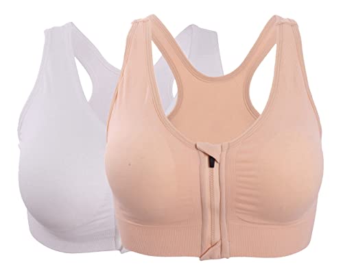Image of Hiking Gril Women's Zip Front Sports Bra Wireless Post-Surgery Yoga Bras