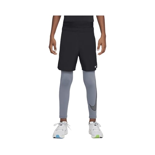 Nike Pro Warm Big Kids' (Boys') Dri-FIT Training Tights (HF4364-084, Smoke Grey/Black) Size Medium