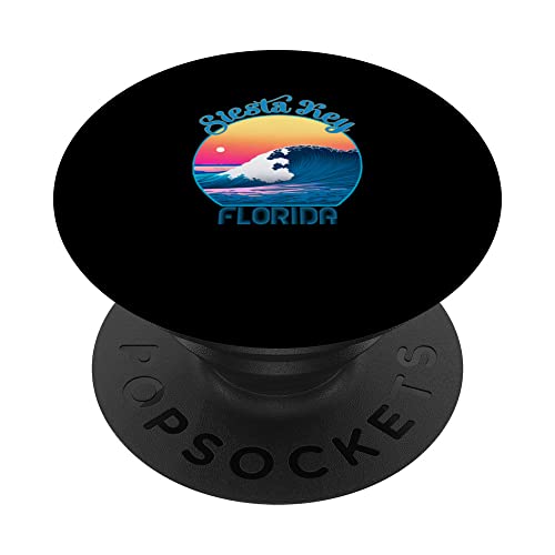 Siesta Key Souvenir Outfit - Retro Siesta Key PopSockets Swappable PopGrip, Black