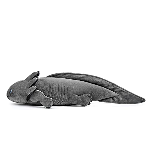 ZHONGXIN MADE Simulation Axolotl Plush Toy - 20' Soft Realistic Gray Axolotl Fish Lizard Creepy Stuffed Animal Cute Gray Reptilian Toy, Unique Plush Gift Collection for Kids