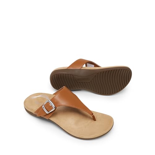 DREAM PAIRS DREAM PAIRS Orthotic Thong Sandals for Women, Arch Support Flip Flops, Comfortable Lightweight Slip On Sandals for Walking, Casual Summer Everyday Wear,Size 8,Brown,SDFF2406W