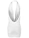 Luna Flower Women's Sexy Low Cut Halter Dress - Fitted Plunge Party Dress White Small (GDRW064)