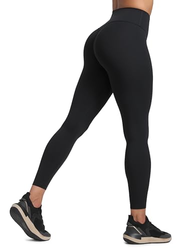 CRZ YOGA Secretsculpt Womens Butterlift Scrunch Butt Workout Leggings 25' - No Front Seam High Waisted Yoga Pants Booty Black Medium