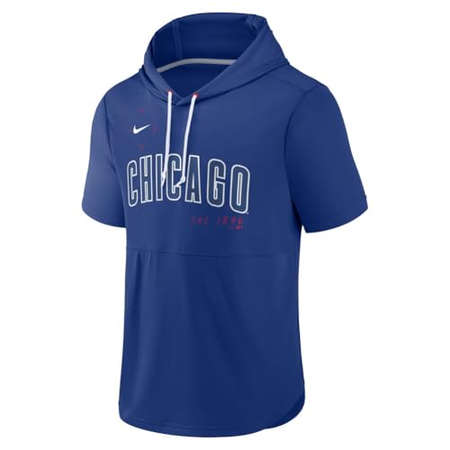 Nike Men's MLB Short Sleeve Team Pullover Hoodie (US, Alpha, Medium, Regular, Regular, Chicago Cubs - Royal)