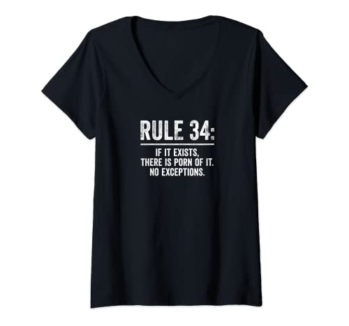 Womens Rule 34, If It Exists There Is Porn Of It. V-Neck T-Shirt