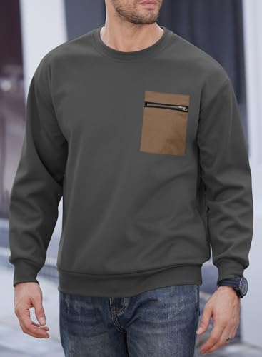 Men's Casual Crewneck Sweatshirts Pullover with Chest Pocket (S-XXL)4