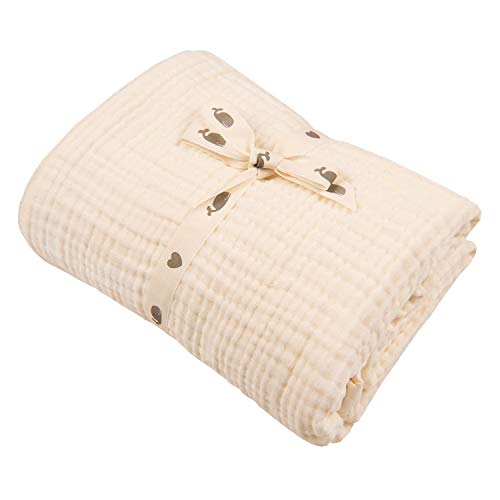 Image of Muslin Blankets, Baby Toddler Quilt, 4 Layers, 100% Cotton Stroller Blanket, Hypoallergenic, Super-Soft, Breathable and Lightweight Swaddle, Nursery & Crib Blanket, Large (47 X 35 inch) (Vanilla Ice)