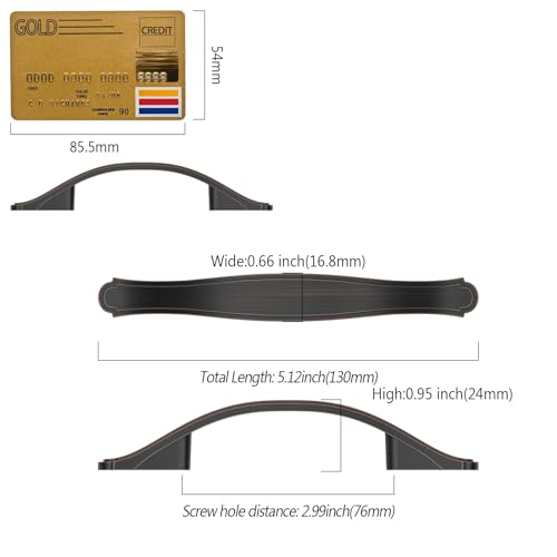 Amerdeco 10 Pack Oil Rubbed Bronze Cabinet Pulls 3 Inch(76mm) Hole Center Drawer Pulls Cabinet Hardware Kitchen Cabinet Handles for Bathroom Dresser Pulls ZH0068 — view 6