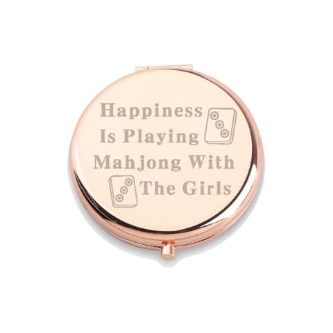 WUSUANED Funny Mahjong Makeup Mirror Happiness is Playing Mahjong with Mahjong Player Gifts Chinese Game Lover Gift (Mahjong Makeup Mirror) Cover