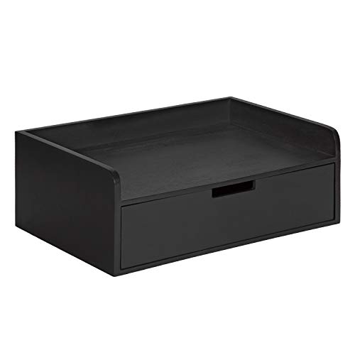 Kate and Laurel Kitt Modern Floating Wall Shelf Side Table with Drawer, 18" x 12" x 6.5", Black