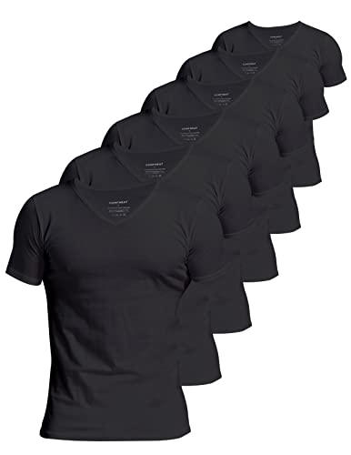 Comfneat Men's 4 or 6-Pack Undershirts 100% Cotton Comfy V-Neck T-Shirts