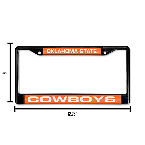 Ncaa Rico Industries Oklahoma State Cowboys Black Black Laser Cut Chrome Frame 12" X 6" 12" X 6" Black Laser Cut Chrome Frame - Car/Truck/Suv Automobile Accessory #TOP2
