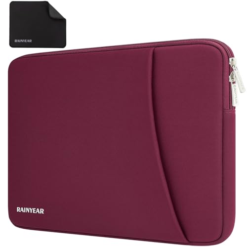 RAINYEAR Funda para Portátil de 15,6 Pulgadas Compatible con la mayoría de Ultrabooks Chromebook de 15,6 Pulgadas, Bolsa Protectora para Portátil con Bisel Ultra Delgado de 16 Pulgadas, Rojo