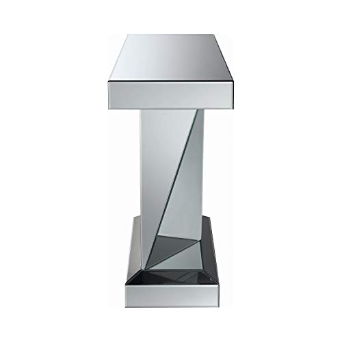 Coaster Home Furnishings Contemporary Glam Geometric Mirrored Entryway Console Sofa Table Acrylic Crystal Inlay Silver #TOP2