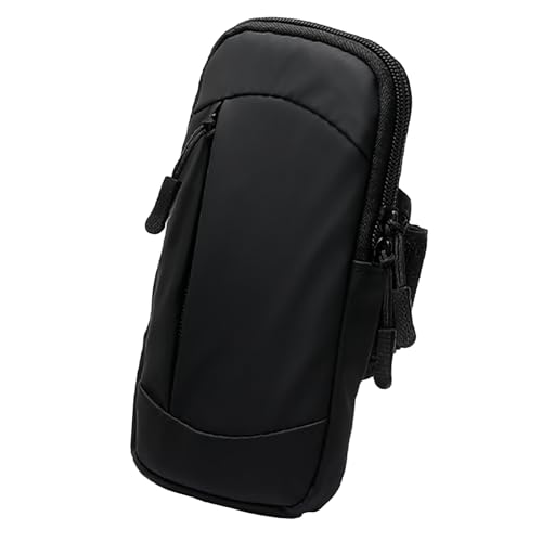 Handy Armband für Laufen Fitness Wasserdicht Sport Armtasche mit abnehmbarem Schultergurt und drei Reißverschlusstaschen Schwarz