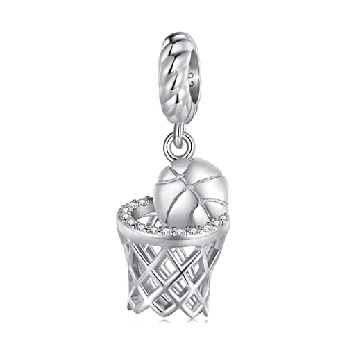Dijes de baloncesto para mujer en plata 925 ideales para pulseras europeas