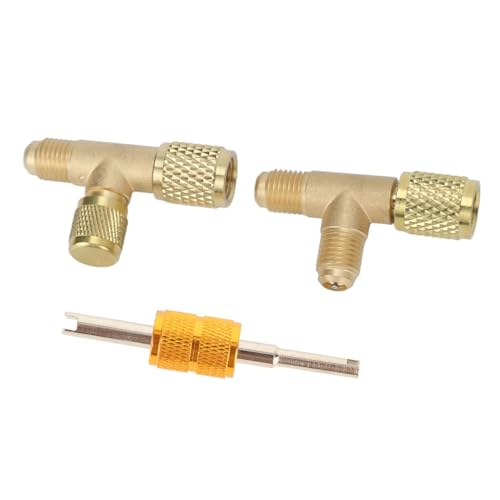 Image of Brass Tee Adapter, Leakproof Wearproof 1 /4in Valves Core Tee Adapter for R22 R12 R134 Refrigerant