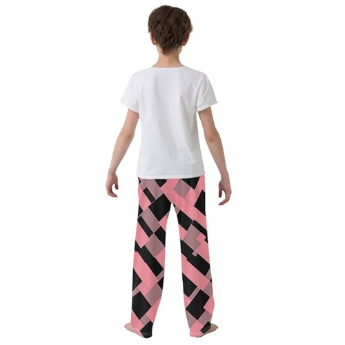 Boys' Pants Irregular Pink Black Checkerboard Long Bottoms Jogger Pants Elastic Waist Trousers with Pockets S-XL3