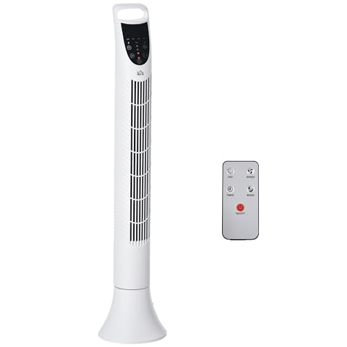 HOMCOM Ventilateur colonne silencieux 40W minuterie 3 Vitesses 3 Modes télécommande Oscillant à...