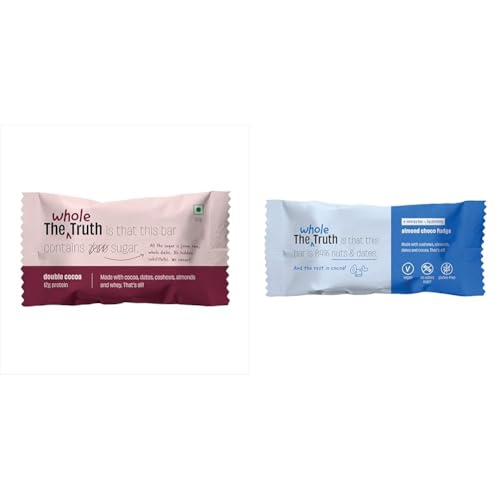 The Whole Truth - Protein Bars | Double Cocoa | Pack of 6 & The Whole Truth - Energy Bars | Almond Choco Fudge | Pack of 6 x 40g