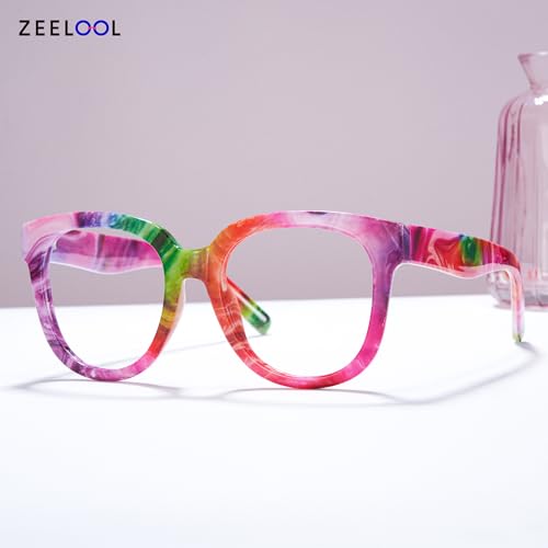 Image of Zeelool Oversized Blue Light Glasses for Women Square Candy Eyeglasses Stylish Full Rim Designer Eyewear Anti Eyestrain & UV JGP049594-13B